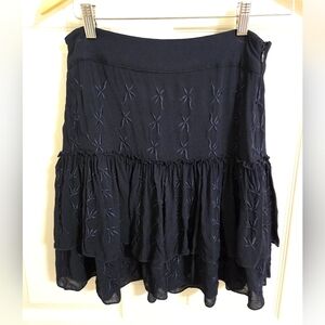 NU Denmark Elegant Navy Blue Embroidered Mini Skirt Size 34